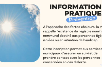 Fortes chaleurs : pensez à vous inscrire sur le registre communal des personnes fragiles !